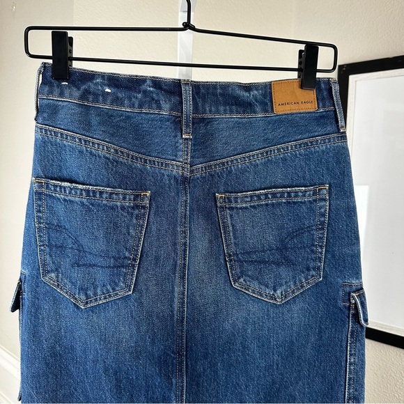 American Eagle Low Rise Maxi Denim Cargo Skirt Size 000 - Picture 7 of 11